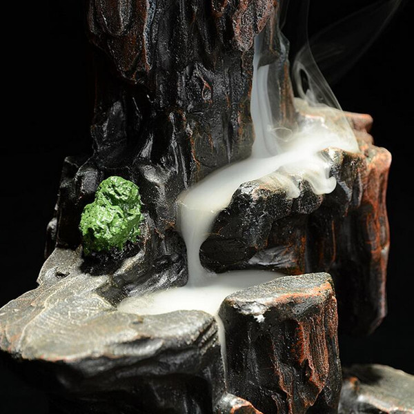 Backflow Incense Cone Burner Censer Holder Mountain Waterfall Stream Home Fragrant Furnace Decor C122-1305053