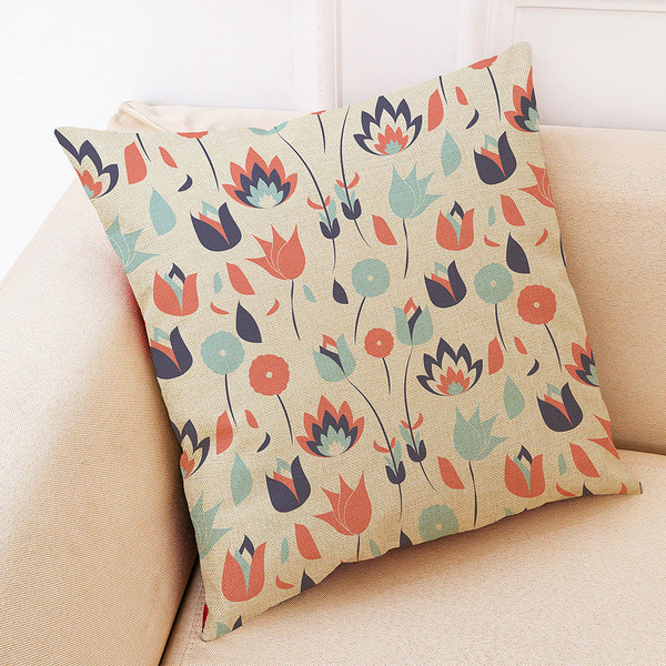 Honana Colorful Flower Creative Pattern Pillow Case Cotton Linen Throw Cushion Cover C122-1320121