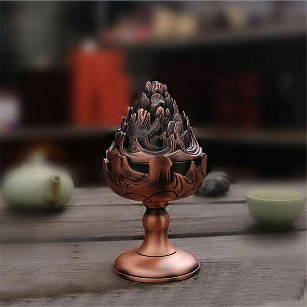 Antique Incense Coil Burner Holder Alloy Home furnishing Creative Fumigating Furnace Buddhist Censer C122-1342348