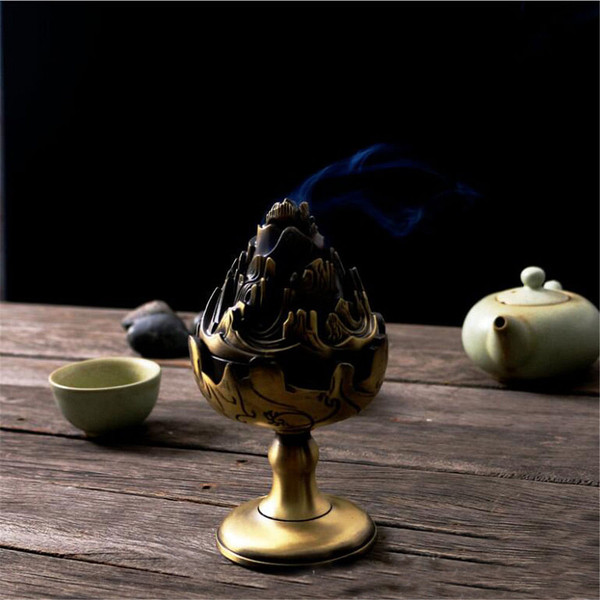 Antique Incense Coil Burner Holder Alloy Home furnishing Creative Fumigating Furnace Buddhist Censer C122-1342348