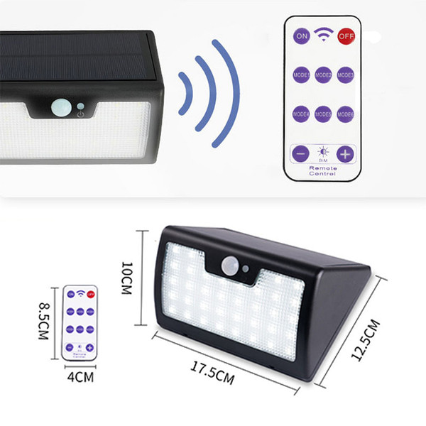 6W Solar Powered 40 LED 6 Modes PIR Motion Sensor Remote Control Dimmable Wall Light Waterproof C122-1345898