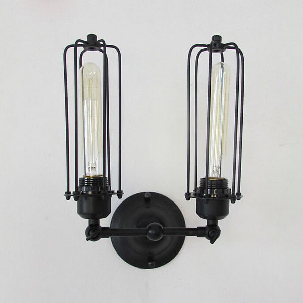 Vintage 2 Heads Loft Iron Cages Wall Light Edison Country Style Lamp C122-968673