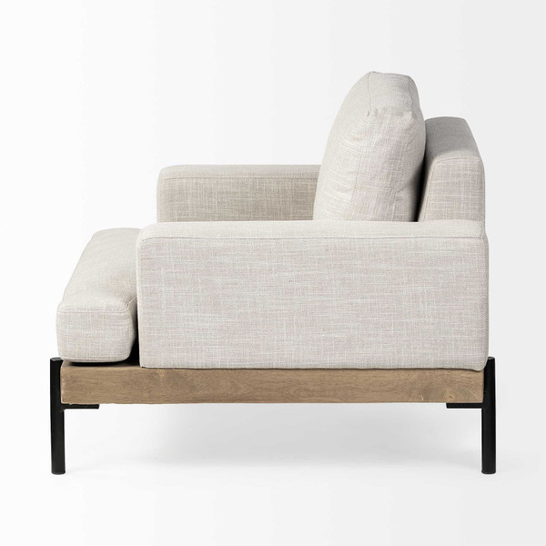 41" Cream And Black Fabric Arm Chair N270-376362