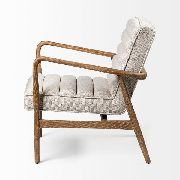 28" Cream And Brown Fabric Lounge Chair N270-380651