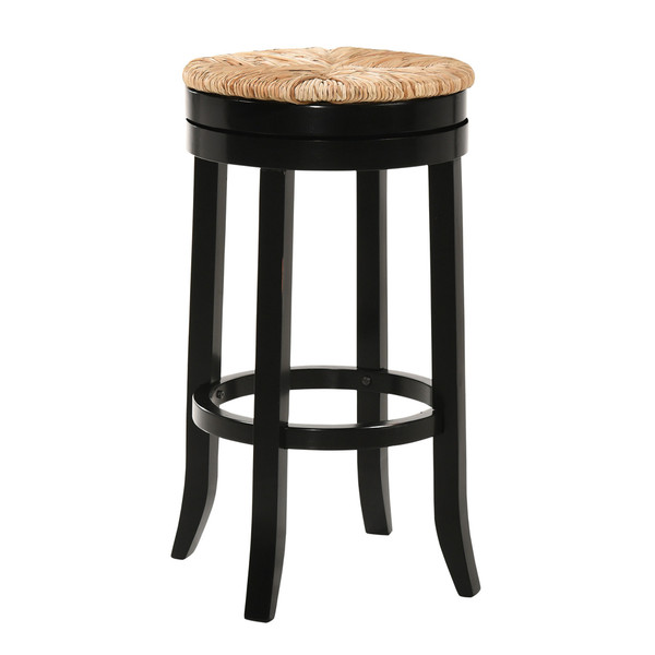 30" Natural And Black Solid Wood Swivel Backless Bar Height Bar Chair N270-516133