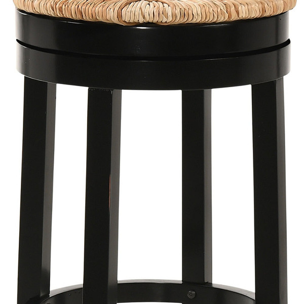 30" Natural And Black Solid Wood Swivel Backless Bar Height Bar Chair N270-516133