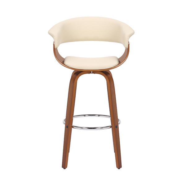 27" Cream And Brown Solid Wood Swivel Low Back Counter Height Bar Chair N270-476811