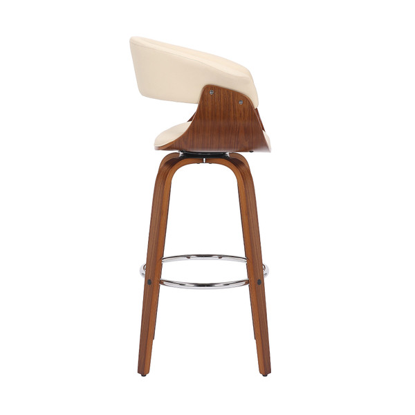 27" Cream And Brown Solid Wood Swivel Low Back Counter Height Bar Chair N270-476811