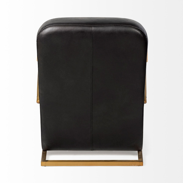 36" Black And Gold Leather Lounge Chair N270-392004