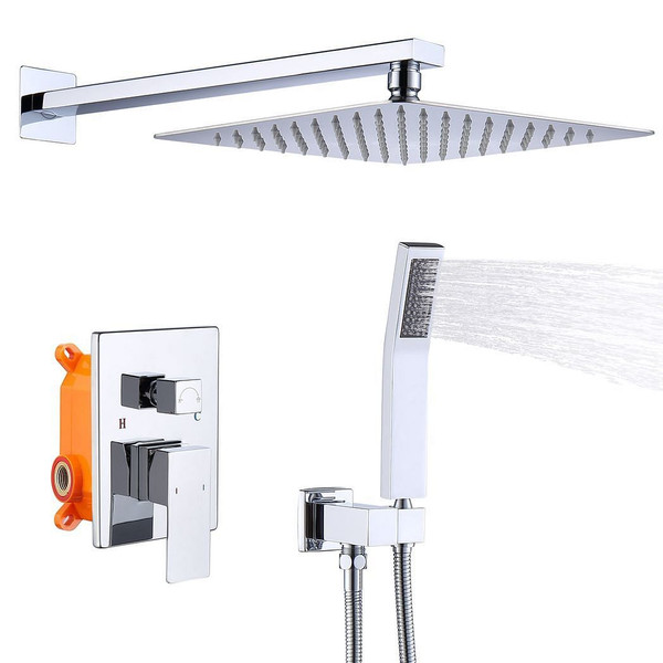 Shower System Shower Faucet Combo Set Wall Mounted with 10" Rainfall Shower Head and handheld showe T575-S0671271135