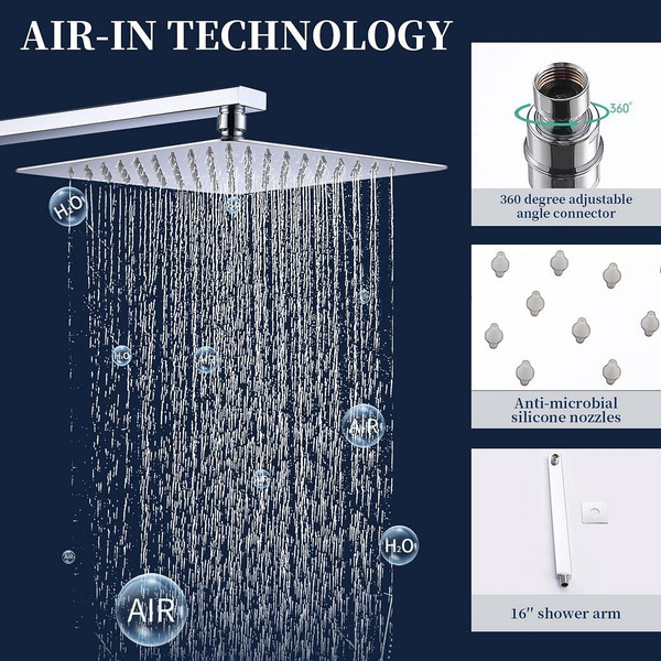 Shower System Shower Faucet Combo Set Wall Mounted with 10" Rainfall Shower Head and handheld showe T575-S0671271135