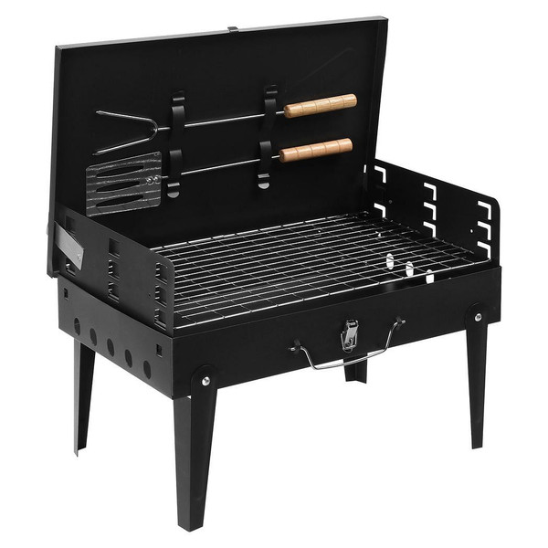 44*27*7cm Portable Square Charcoal Grill Black T575-S0671362390