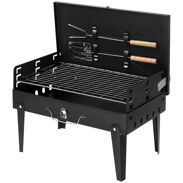 44*27*7cm Portable Square Charcoal Grill Black T575-S0671362390