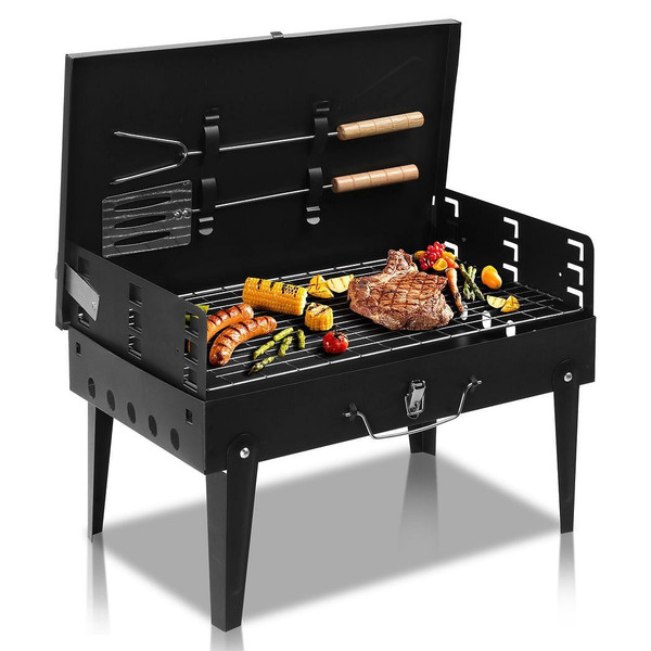 44*27*7cm Portable Square Charcoal Grill Black T575-S0671362390