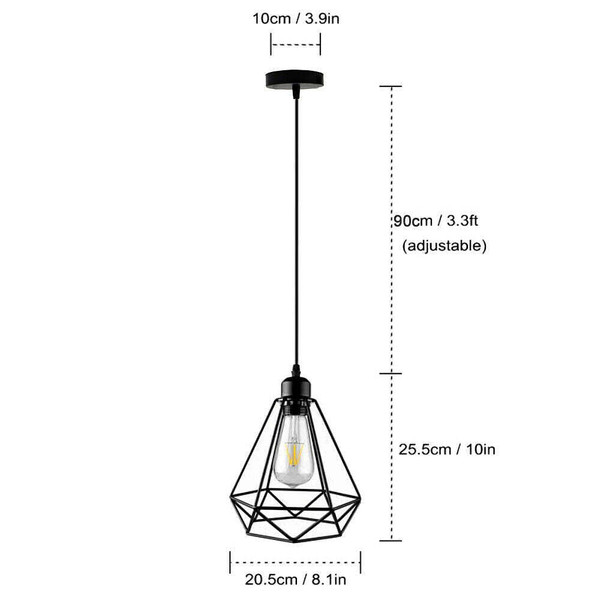 Industrial Geometric Cage Pendant Lamp E26 Ceiling Light Fixture~1177 T575-S0671387180