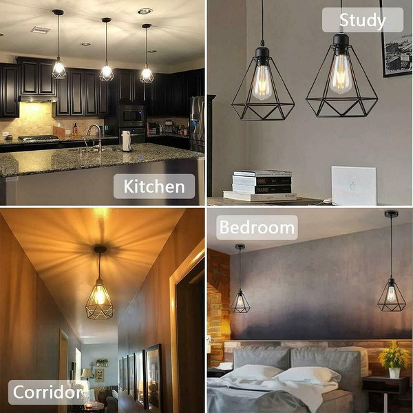 Industrial Geometric Cage Pendant Lamp E26 Ceiling Light Fixture~1177 T575-S0671387180