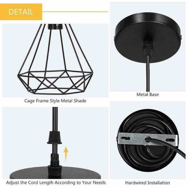 Industrial Geometric Cage Pendant Lamp E26 Ceiling Light Fixture~1177 T575-S0671387180