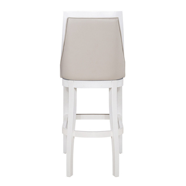 31" Gray And White Faux Leather And Solid Wood Bar Height Swivel Bar Chair N270-550090