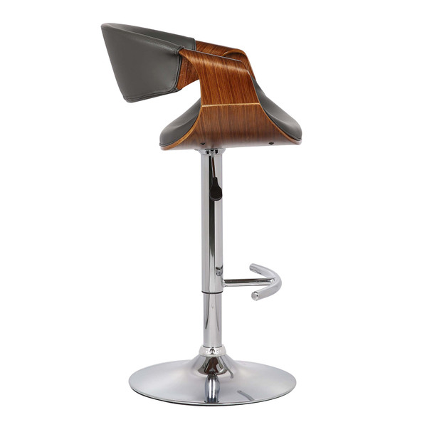 24" Gray And Silver Solid Wood Swivel Low Back Adjustable Height Bar Chair N270-477225
