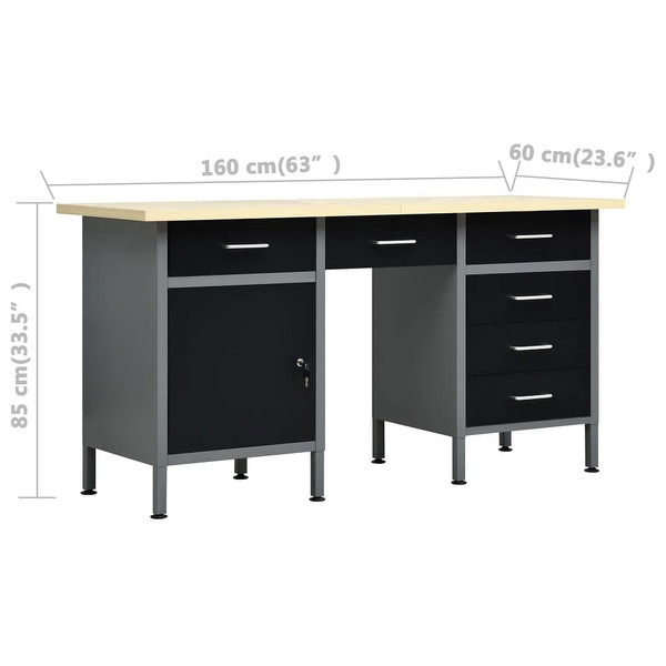 Workbench Black 63"x23.6"x33.5" Steel A949-145347