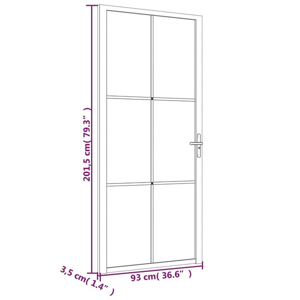 Interior Door 36.6"x79.3" Black Matt Glass and Aluminum A949-350558