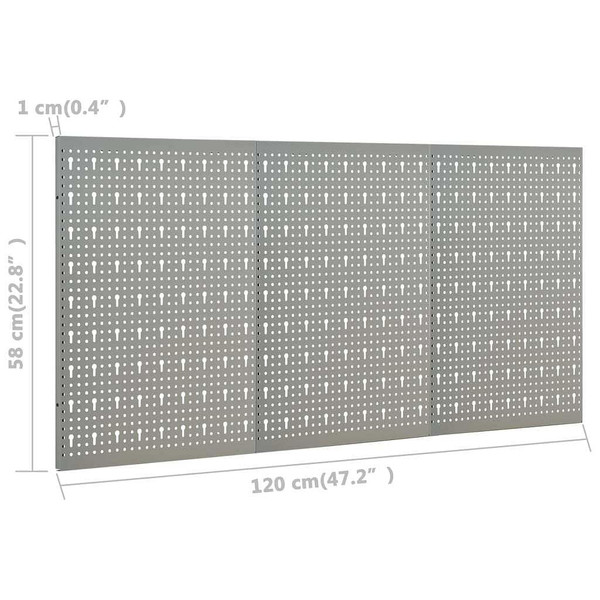Wall-mounted Peg Boards 3 pcs 15.7"x22.8" Steel A949-145349