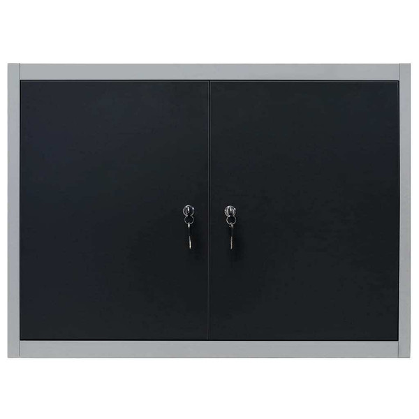 Wall Mounted Tool Cabinet Industrial Style Metal Gray and Black A949-145365