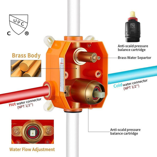Shower System Shower Faucet Combo Set Wall Mounted with 10" Rainfall Shower Head and handheld showe T575-S0671297796