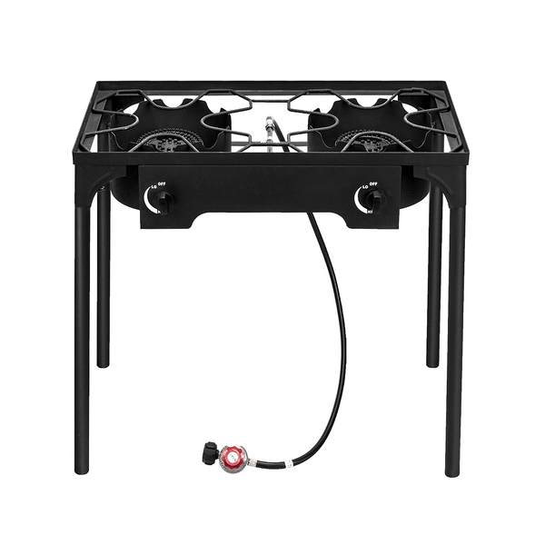 Outdoor Camp Stove High Pressure Propane Gas Cooker Portable Cast Iron Patio Cooking Burner (Double T575-S0671297714