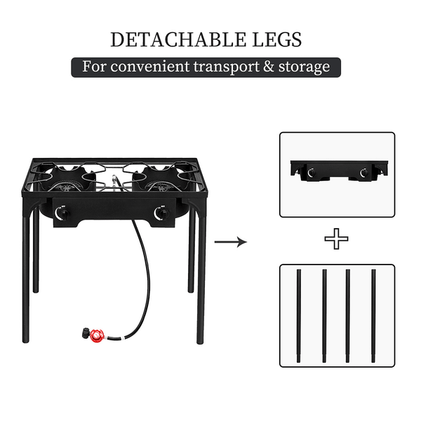 Outdoor Camp Stove High Pressure Propane Gas Cooker Portable Cast Iron Patio Cooking Burner (Double T575-S0671297714