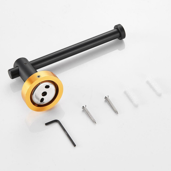 Bathroom Hardware Set, Thicken Space Aluminum 3 PCS Towel bar Set- Black Gold 16-27 Inches Adjustab T575-S0671296178