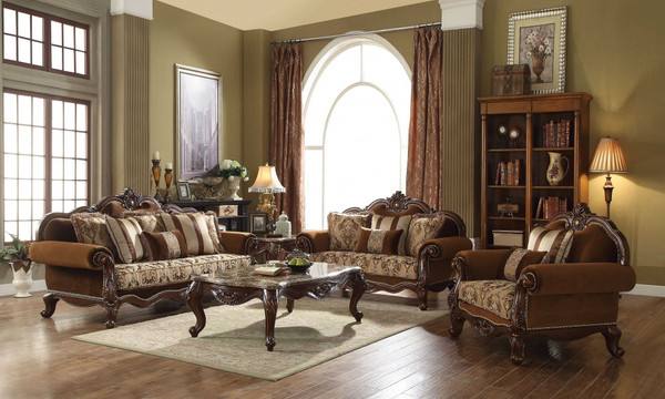 37" Brown Velvet Damask Club Chair N270-347241