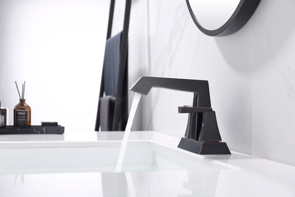 2-Handle Bathroom Sink Faucet Oil Rubbed Bronze 4 Inches Centerset Vanity Faucet 3 Hole Bathroom Fa T575-S0671275289