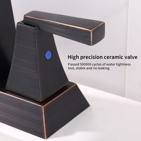 2-Handle Bathroom Sink Faucet Oil Rubbed Bronze 4 Inches Centerset Vanity Faucet 3 Hole Bathroom Fa T575-S0671275289