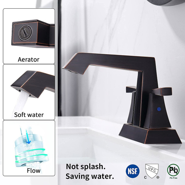 2-Handle Bathroom Sink Faucet Oil Rubbed Bronze 4 Inches Centerset Vanity Faucet 3 Hole Bathroom Fa T575-S0671275289