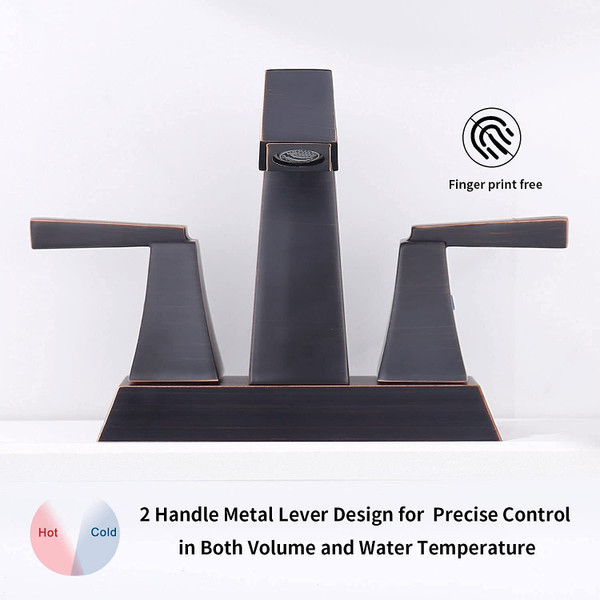 2-Handle Bathroom Sink Faucet Oil Rubbed Bronze 4 Inches Centerset Vanity Faucet 3 Hole Bathroom Fa T575-S0671275289