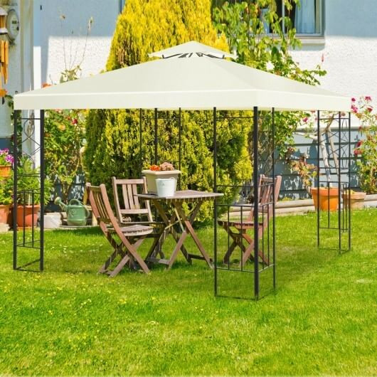 2 Tiers 10 x 10 Feet Patio Gazebo Canopy Tent - Color: Beige D681-OP70663