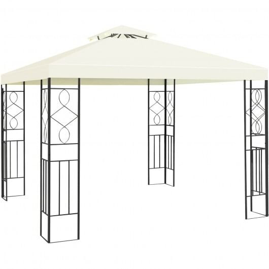 2 Tiers 10 x 10 Feet Patio Gazebo Canopy Tent - Color: Beige D681-OP70663