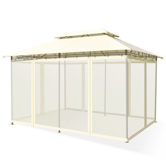 10 Feet x 13 Feet Tent Canopy Shelter with Removable Netting Sidewall-Beige - Color: Beige D681-NP10354BE