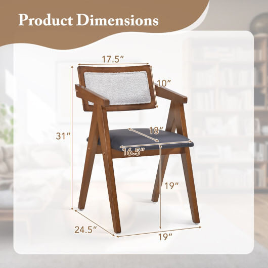 Mid Century Wooden Accent Chairs with Leathaire Seat Cushions Set of 2-Walnut - Color: Walnut D681-KC57714WN