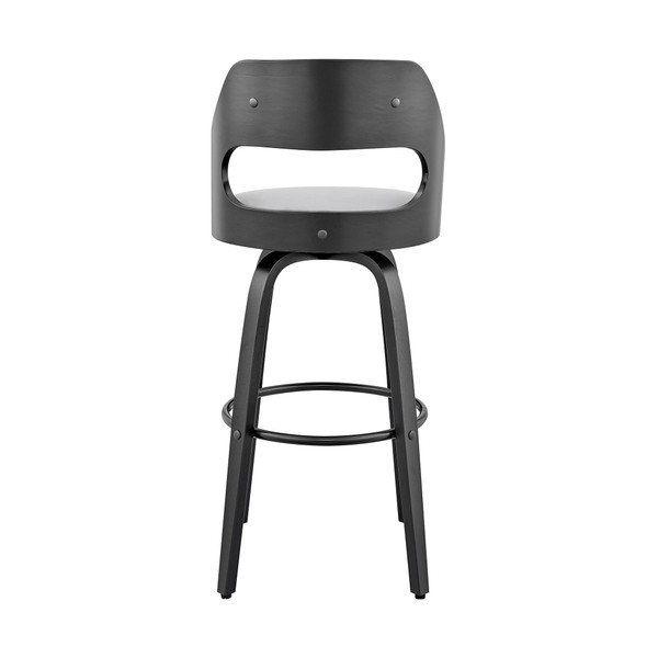 26" Gray And Black Faux Leather And Iron Swivel Counter Height Bar Chair N270-476969