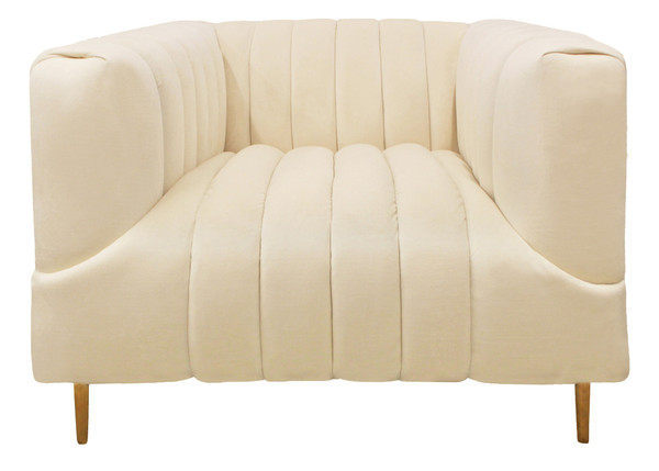 37" Ivory Velvet And Gold Solid Color Lounge Chair N270-488572