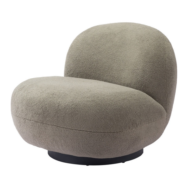 30" Khaki Green And Black Sherpa Slipper Chair N270-556452