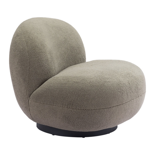 30" Khaki Green And Black Sherpa Slipper Chair N270-556452