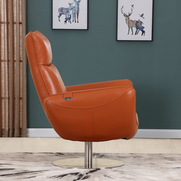 43" Orange Contemporary Leather Lounge Chair N270-329694