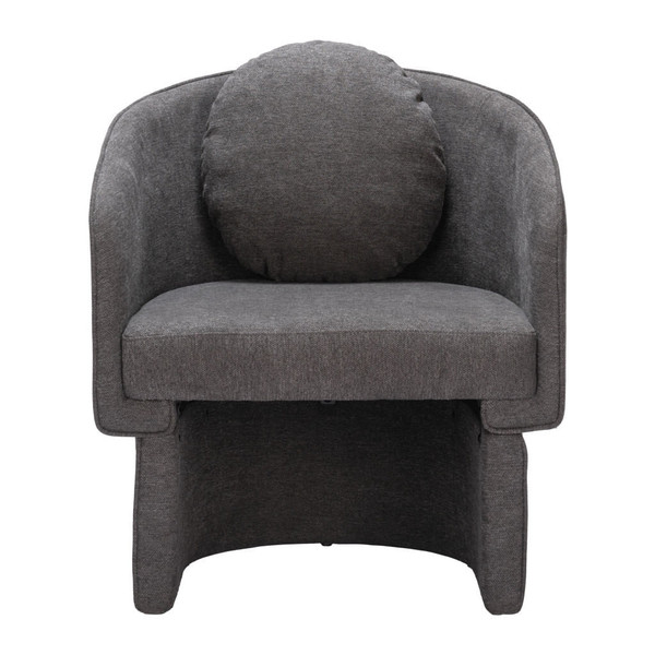 28" Gray Fabric Barrel Chair And Toss Pillow N270-564976