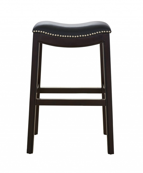31" Black and Espresso Solid Wood Backless Bar Height Bar Chair N270-384139