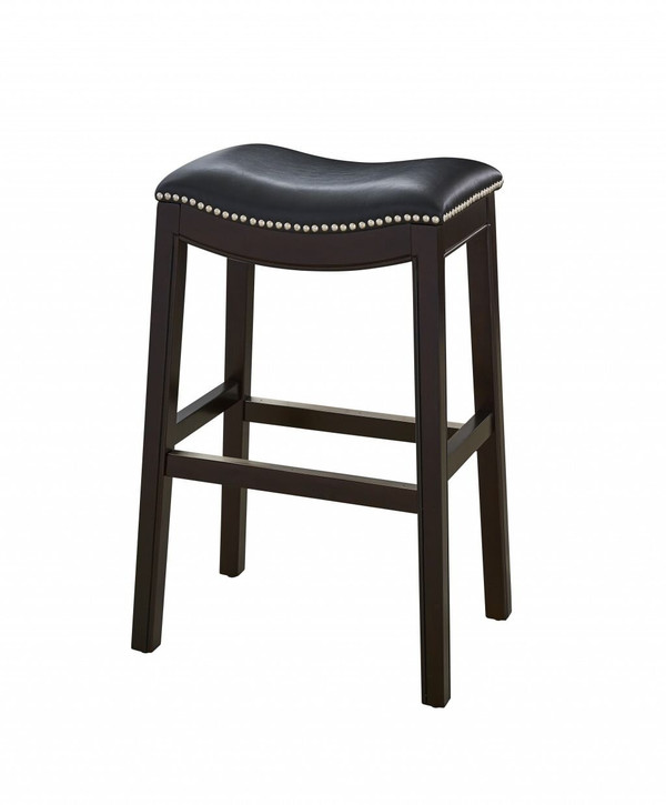 31" Black and Espresso Solid Wood Backless Bar Height Bar Chair N270-384139