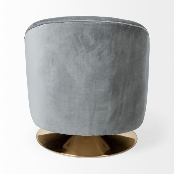 Gray Velet Covered Seat Accent Chair With Gold Swivel Base N270-380634