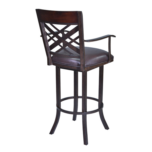 26" Brown Faux Leather And Iron Counter Height Bar Chair N270-477073